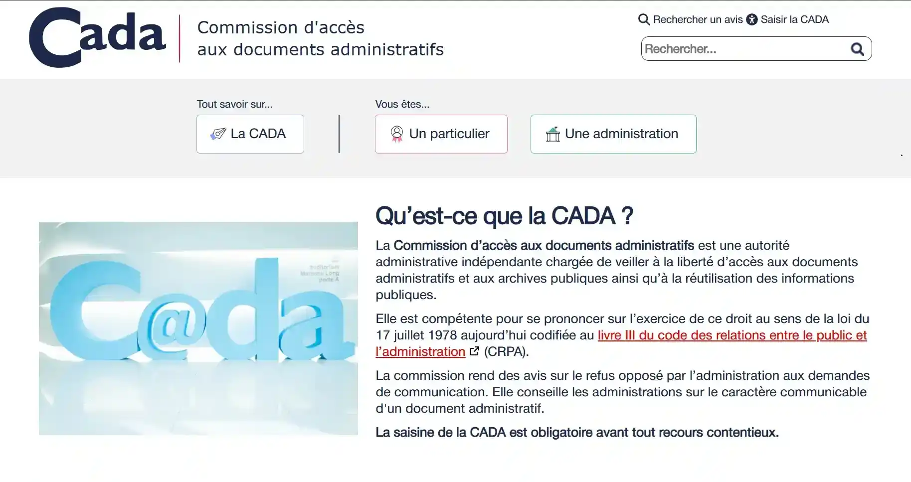 Capture du site cada.fr
