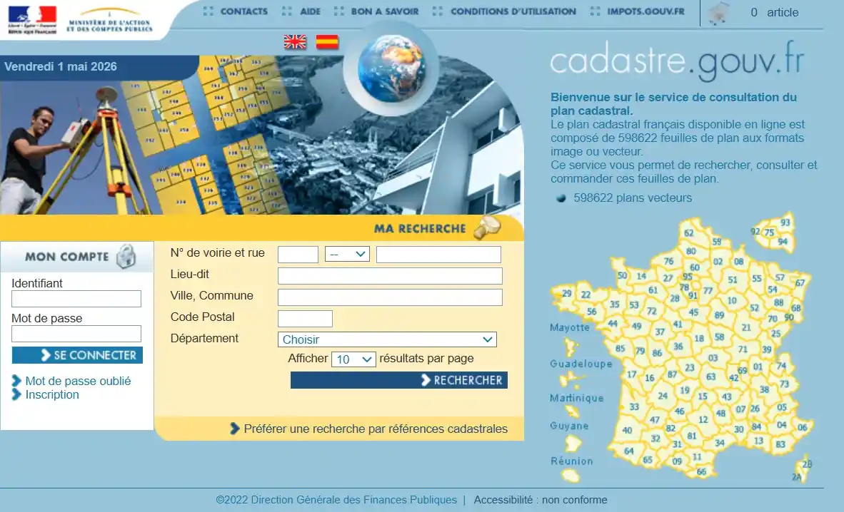 Capture de cadastre gouv fr pour retrouver plans