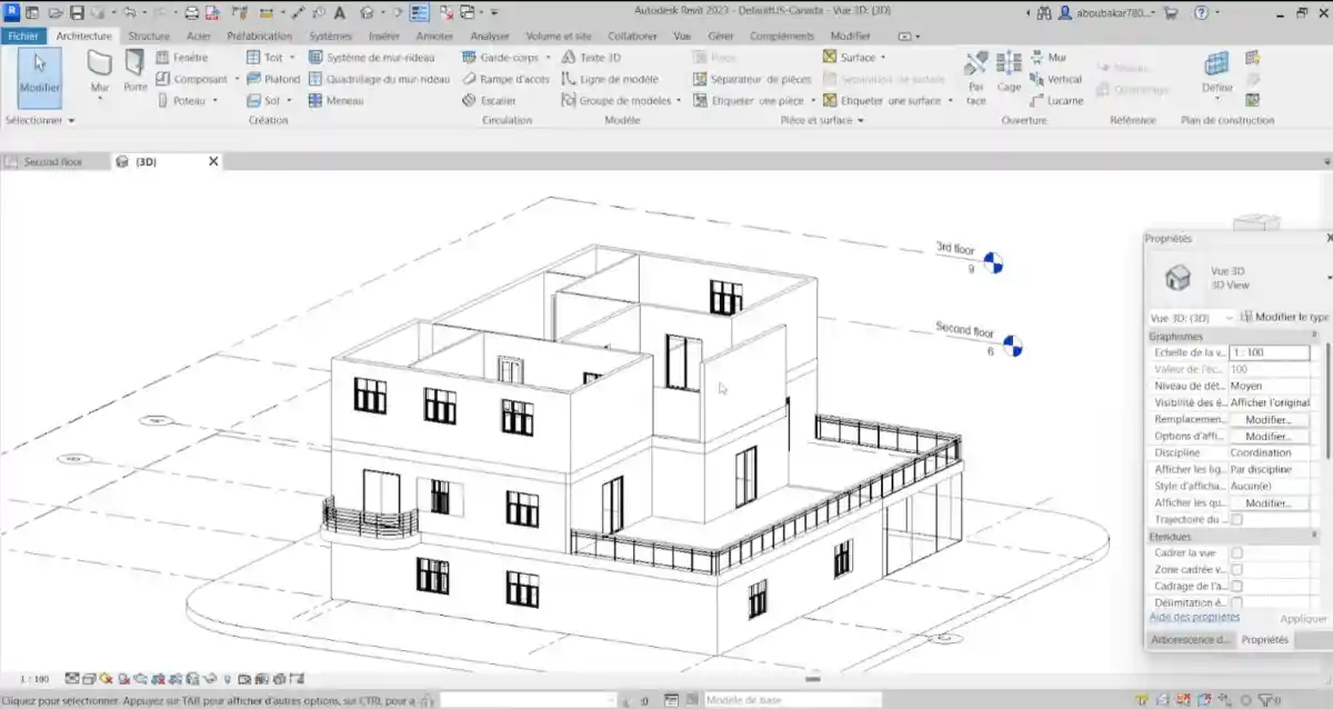 Capture logiciel Revit modélisation 3D Capture logiciel Revit modélisation 3D
