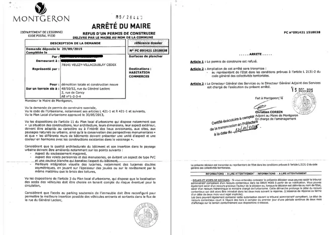 Exemple de refus de permis de construire