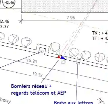 Exemple d'indication des réseaux sur le plan de masse Exemple d'indication des réseaux sur le plan de masse