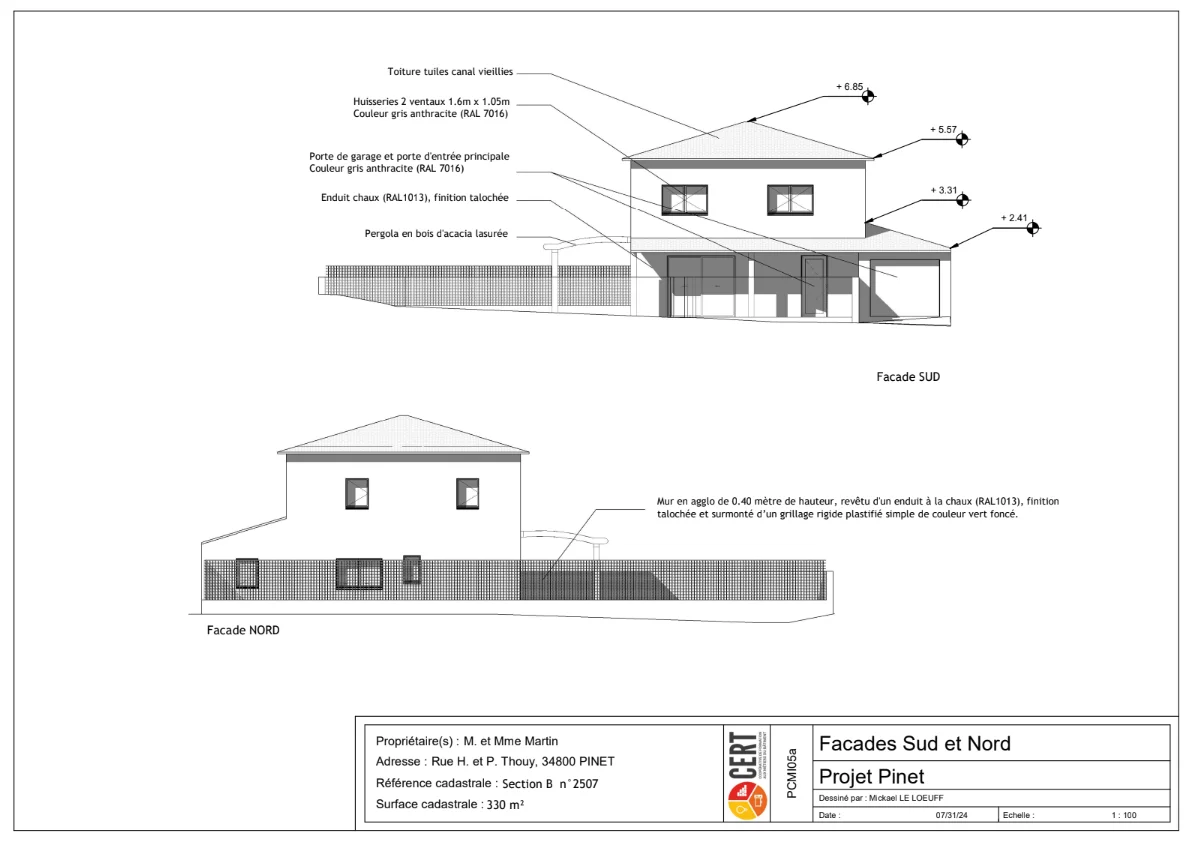 Coupe réglementaire PCMI5 — pièce graphique dossier permis de construire