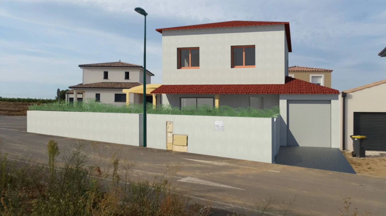 Modélisation 3D permis de construire maison contemporaine — aspect extérieur et volumes