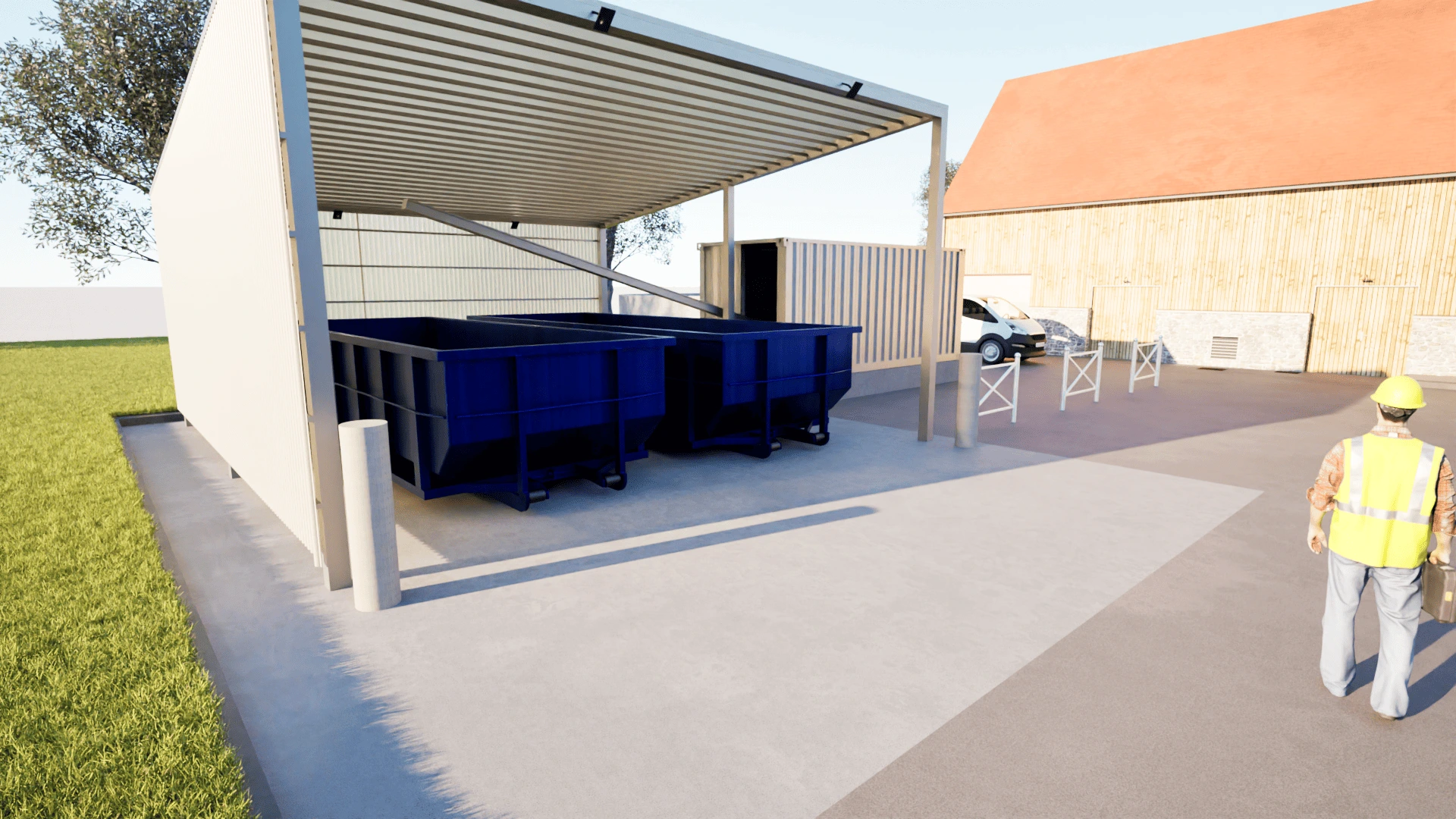 Bennes récupération boues traitement STEP — modélisation réseaux déshydratation Revit