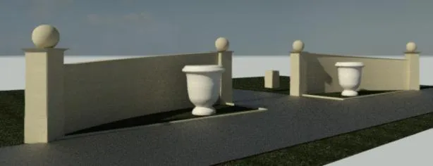 Vue 3D de l'entrée d'un domaine modélisée sous Revit