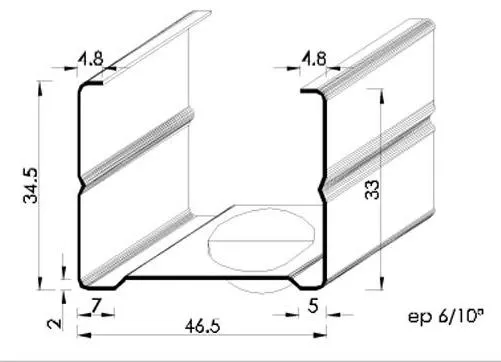 Profil du vase en élévation Avant - tracé de la ligne de contour