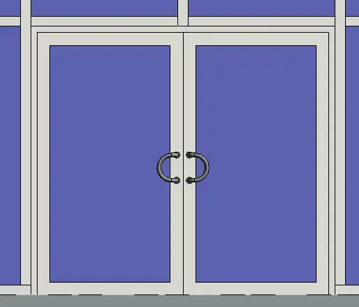 Vue en plan du mur rideau de la Villa Lisa avec la porte Double vitrée