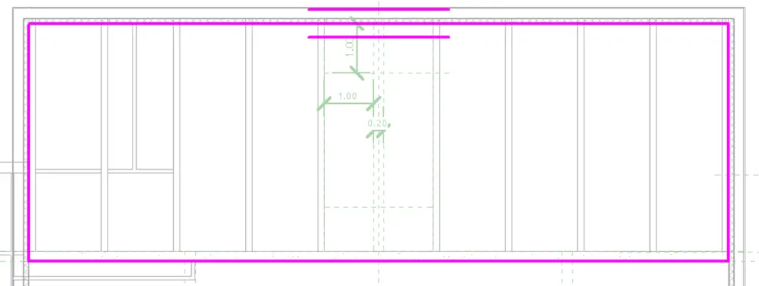 Esquisse du plancher bois avec décalage 0,04 m par rapport au niveau 1er ETAGE