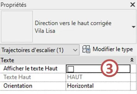 Plan RDC avec l'escalier à double volée et la trémie de la Villa Lisa