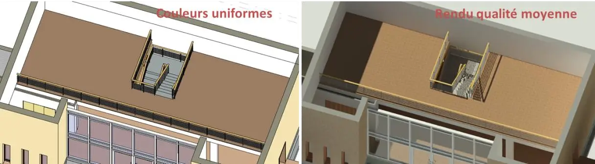 Vue en couleurs uniformes des gardes-corps de la Villa Lisa dans Revit 2021