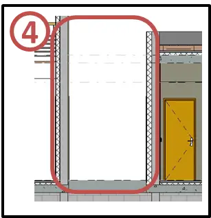 Toiture terrasse et murs rideaux vitrés du passage entre partie centrale et espace nuit