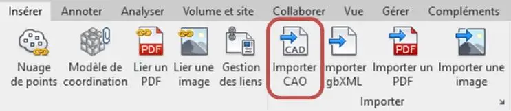 Plan de masse avec import du fichier CAO Terrain Formation Revit.dwg