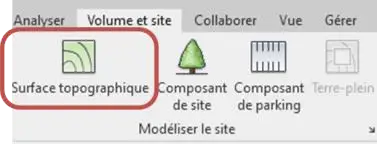 Onglet VOLUME ET SITE → Surface topographique pour créer le terrain naturel