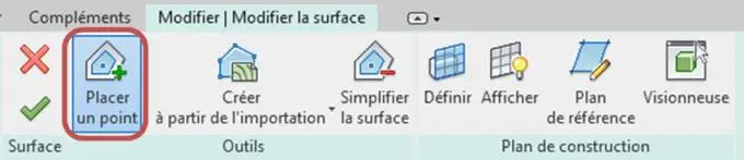 Outil Placer un point pour modéliser le terrain avec son dénivelé NGF