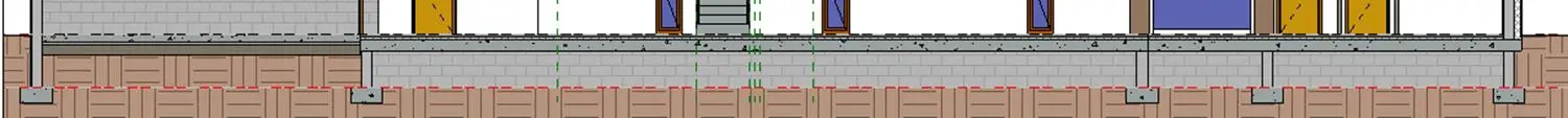 Coupe longitudinale avec les vides sanitaires de la Villa Lisa dans Revit