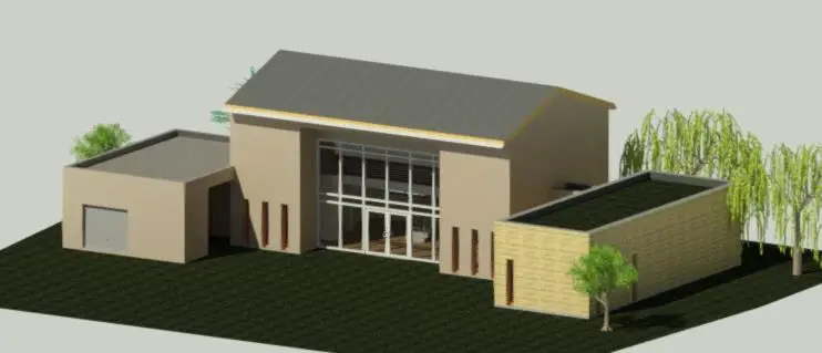 Vue de masse avec les arbres 3D placés sur le terrain de la Villa Lisa
