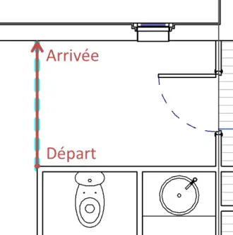 Découpage des surfaces en pièces avec les traits bleus de délimitation