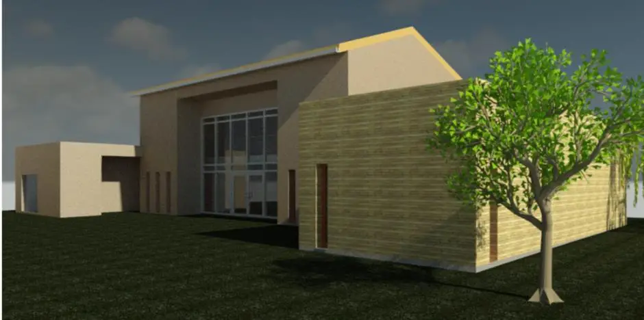 Vue perspective rendue de la Villa Lisa générée avec l'outil Caméra Revit