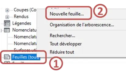 Arborescence → clic droit Feuilles → Nouvelle Feuille pour créer une mise en page