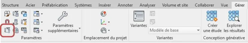 Informations sur le projet Revit – nom du projet, auteur et numéro dans GÉRER