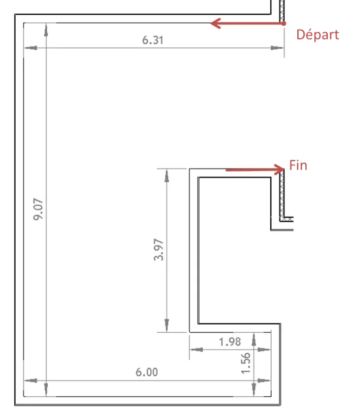 Tracé du mur du garage Ext. Crépis 2 + BBMC 20 en plan RDC