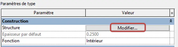 Propriétés du type plancher – création du Dallage garage dans Revit