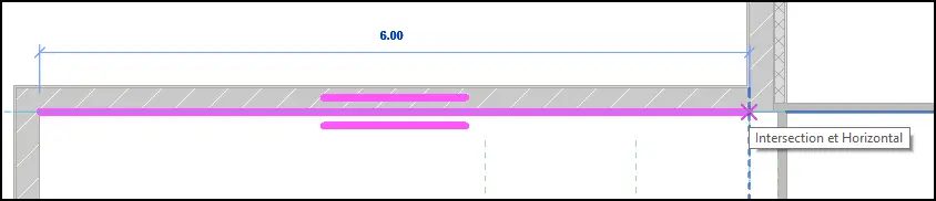 Esquisse rose du dallage terre-plein avec l'outil Ligne de contour dans Revit