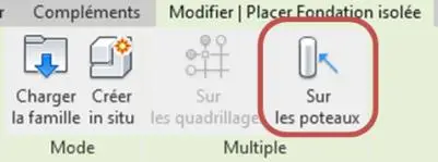 Sélection des poteaux avec la touche CTRL pour placer les semelles isolées