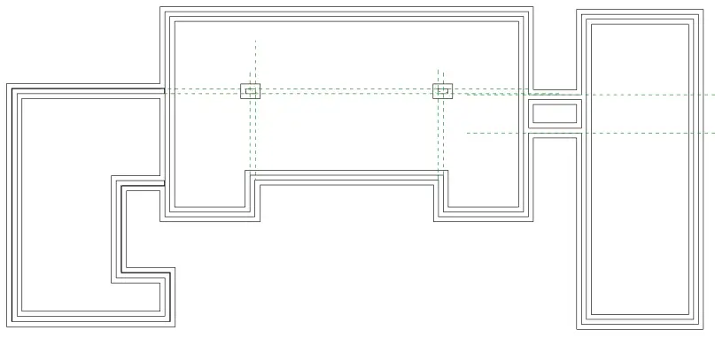Plan de fondation obtenu après modification de la plage de vue dans Revit
