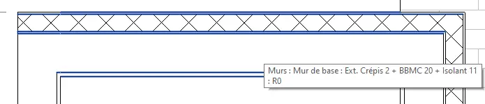 Modification du mur du garage – Ligne de justification Nu Fini Extérieur en plan RDC