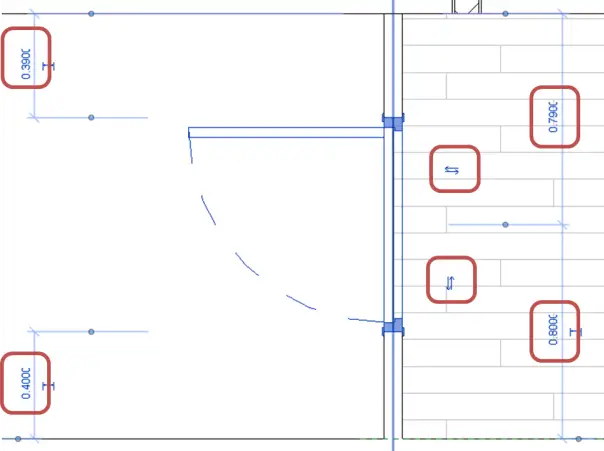 Positionnement des portes intérieures avec la cotation temporaire dans Revit