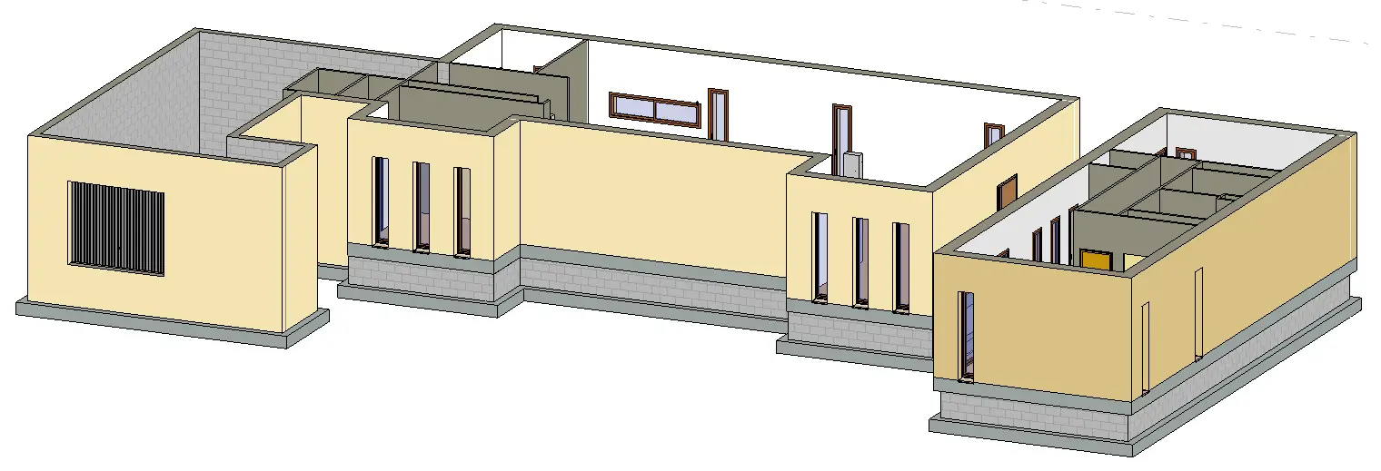 Vue 3D de la façade Sud avec les menuiseries extérieures de la Villa Lisa